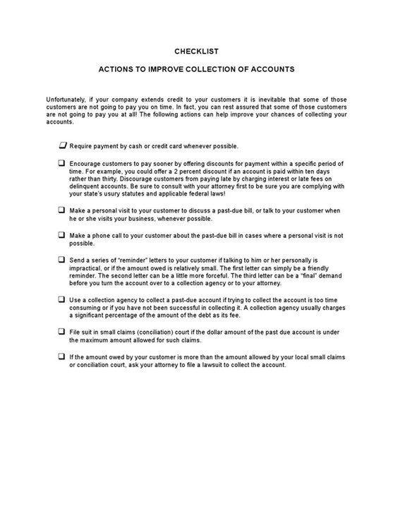 Checklist Action20to20improve20collection20of20accounts 1