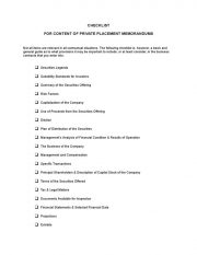 Checklist Contents20of20private20placement20memorandum 1