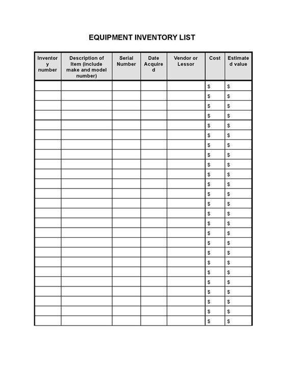 Checklist Equipment20inventory20list 1