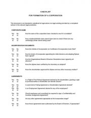 Checklist Formation20of20a20corporation 1