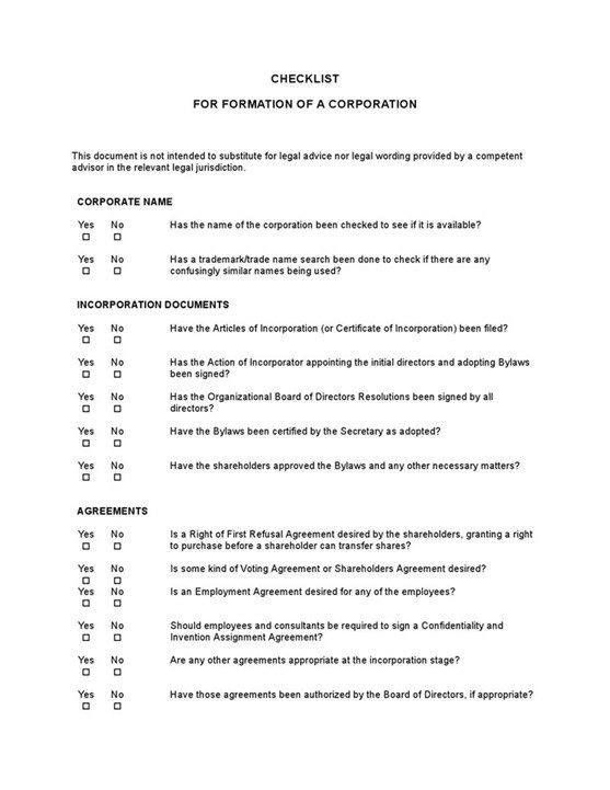 Checklist Formation20of20a20corporation 1