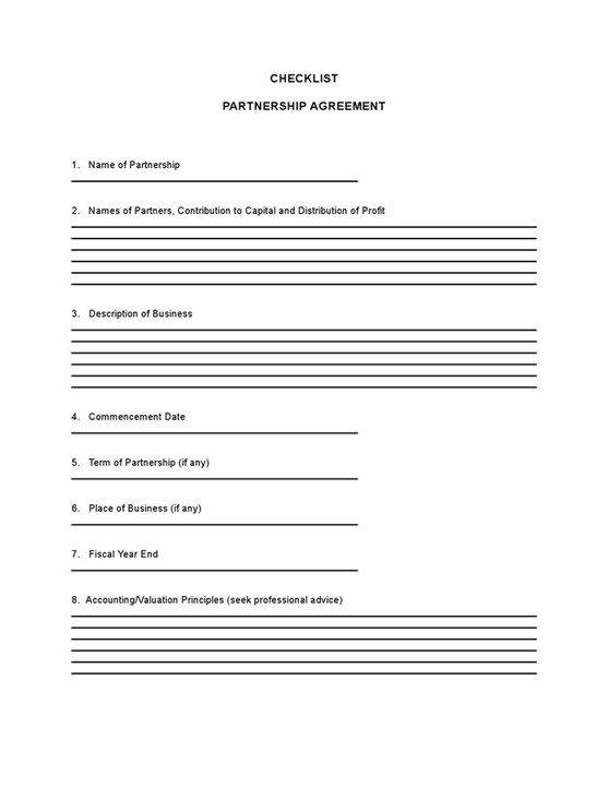 Checklist Partnership20agreement 1