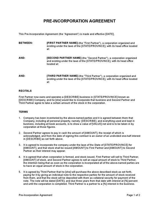 Pre Incorporation20agreement 1