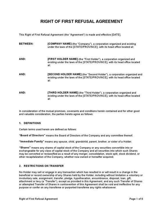 Right20of20first20refusal20agreement 1