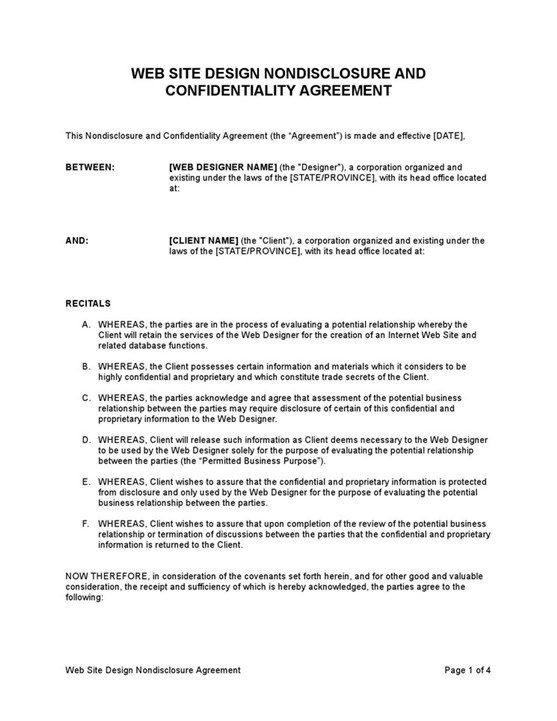 Web20site20design20non Disclosure20agreement 1