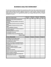 Worksheet Business20analysis 1