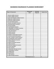 Worksheet Business20insurance20planning 1