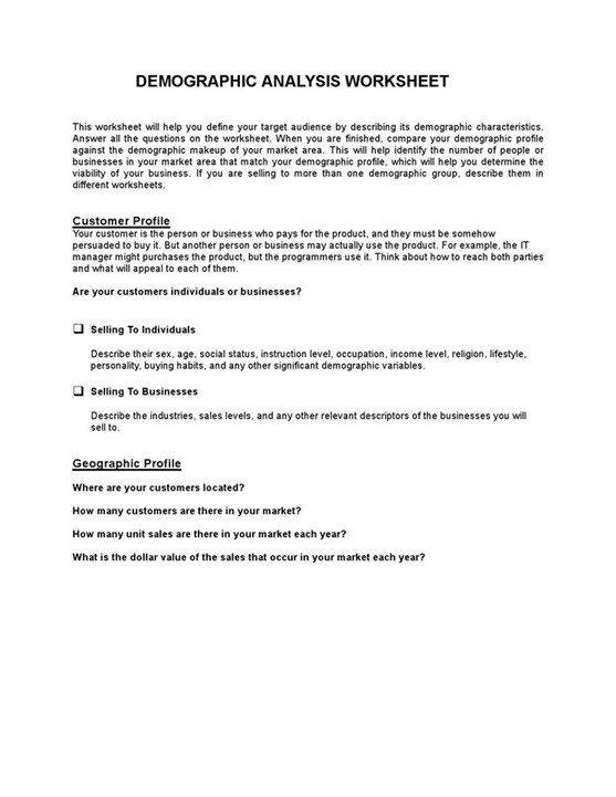 Worksheet Demographic20analysis 1