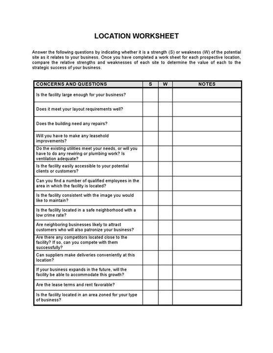 Worksheet Location20conditions 1