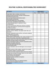 Worksheet Routine20clerical20responsabilities 1