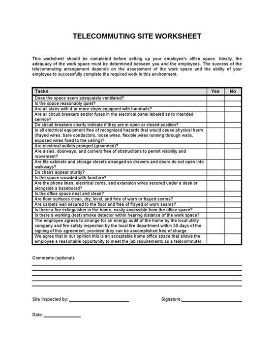 Worksheet Telecommuting 1