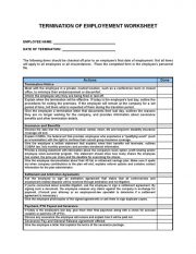 Worksheet Termination20of20employement 1